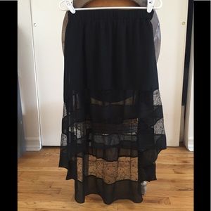 Hi-lo Black Lace Skirt